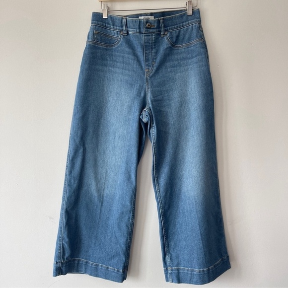 SPANX cropped wide leg jeans pull on large